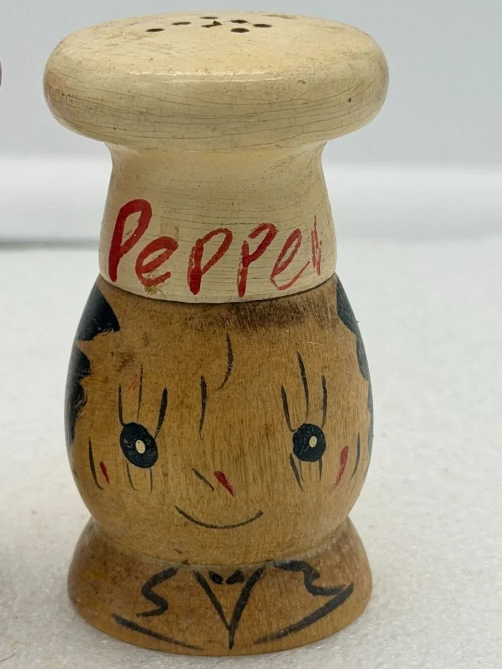 Vintage Wooden Chef Salt and Pepper Shakers Japan